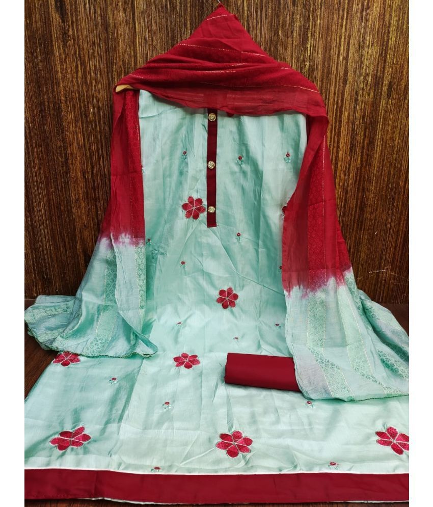     			Apnisha - Unstitched Sea Green Silk Dress Material ( Pack of 1 )
