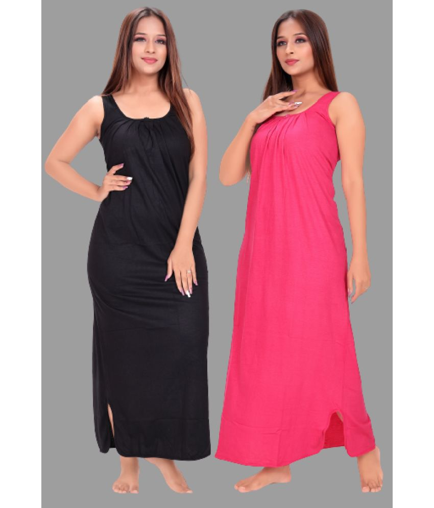     			BROUZZZ4U - Pink Cotton Women's Nightwear Nighty & Night Gowns ( Pack of 2 )