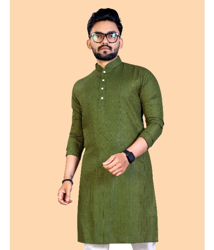     			Balaji's - Olive Green Cotton Blend Men's Regular Kurta ( Pack of 1 )