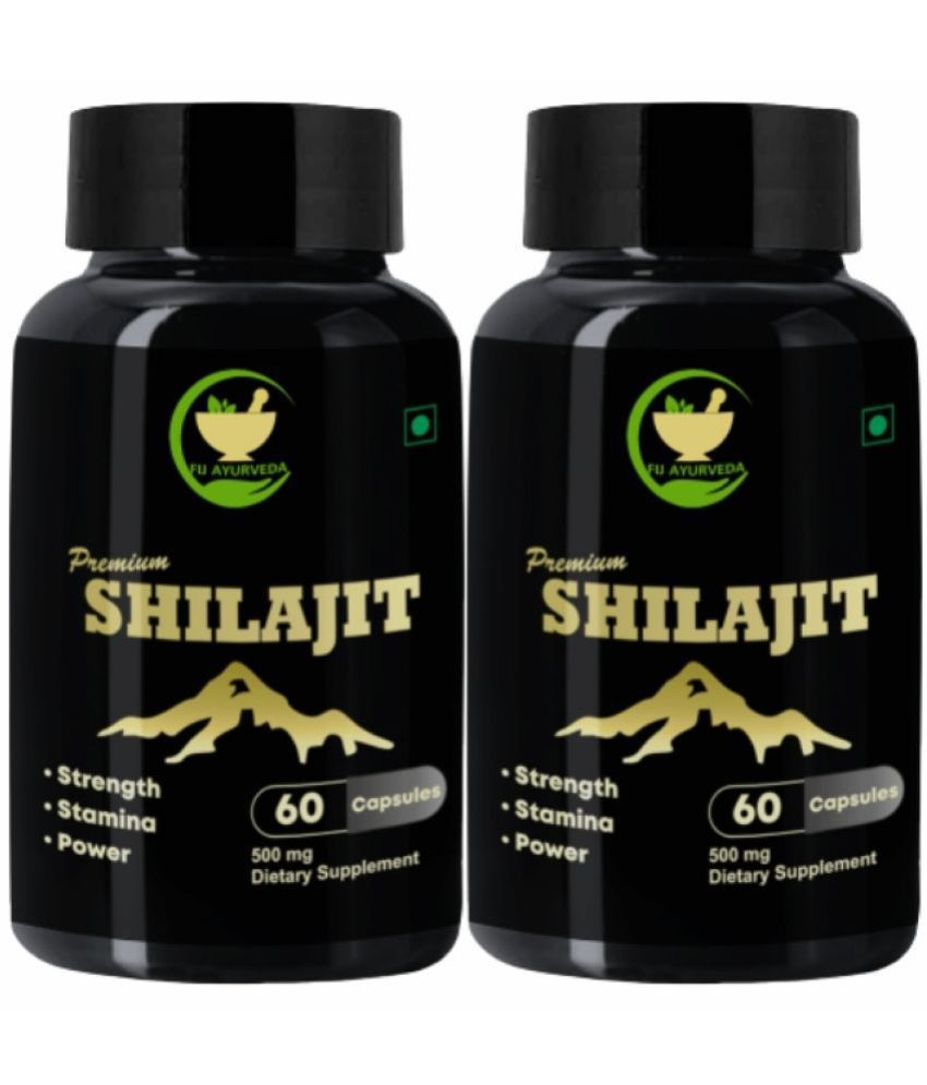    			FIJ AYURVEDA Premium Shilajit Extract Capsule Supports Strength & Stamina - 500mg 60 Capsules (Pack of 2)