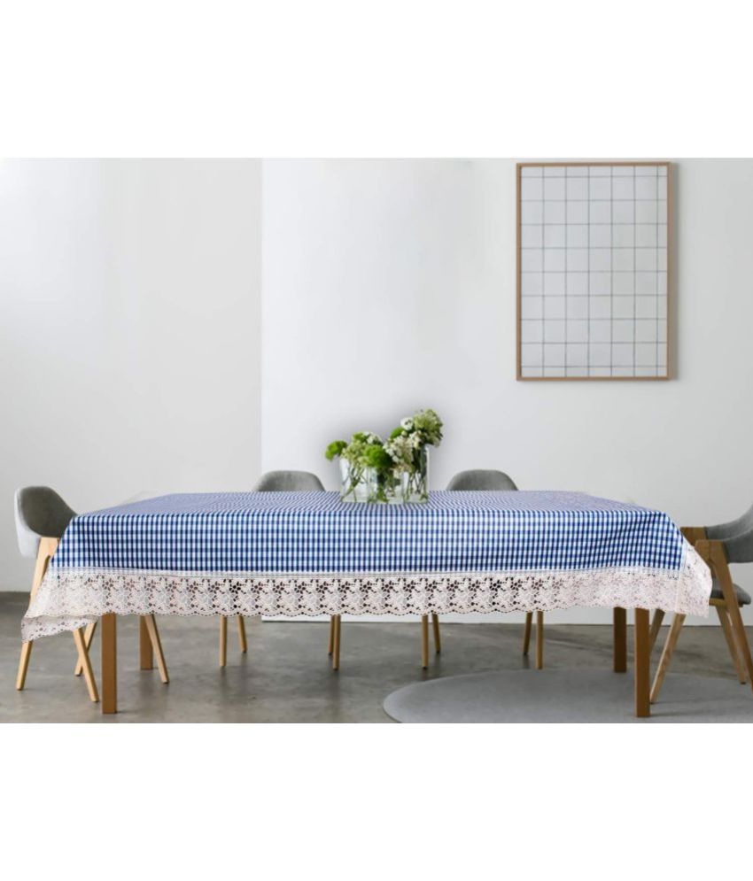    			HOMETALES Checks PVC 6 Seater Rectangle Table Cover ( 228 x 152 ) cm Pack of 1 Blue