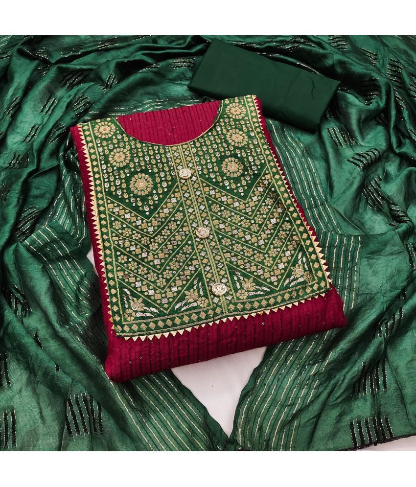     			JULEE - Unstitched Magenta Chanderi Dress Material ( Pack of 1 )