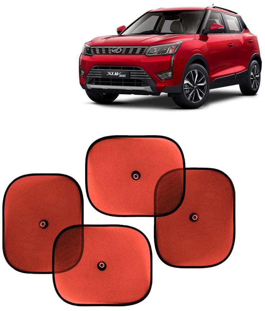     			Kingsway Car Window Curtain Sticky Sun Shades for Mahindra XUV 300, 2019 Onwards Model, Universal Fit Sunshades for Side Window, Rear Window, Color : Red, 4 Pieces