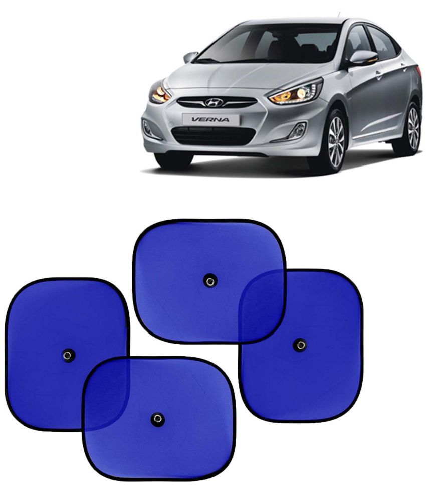     			Kingsway Car Window Curtain Sticky Sun Shades for Hyundai Verna, 2011 - 2016 Model, Universal Fit Sunshades for Side Window, Rear Window, Color : Blue, 4 Pieces