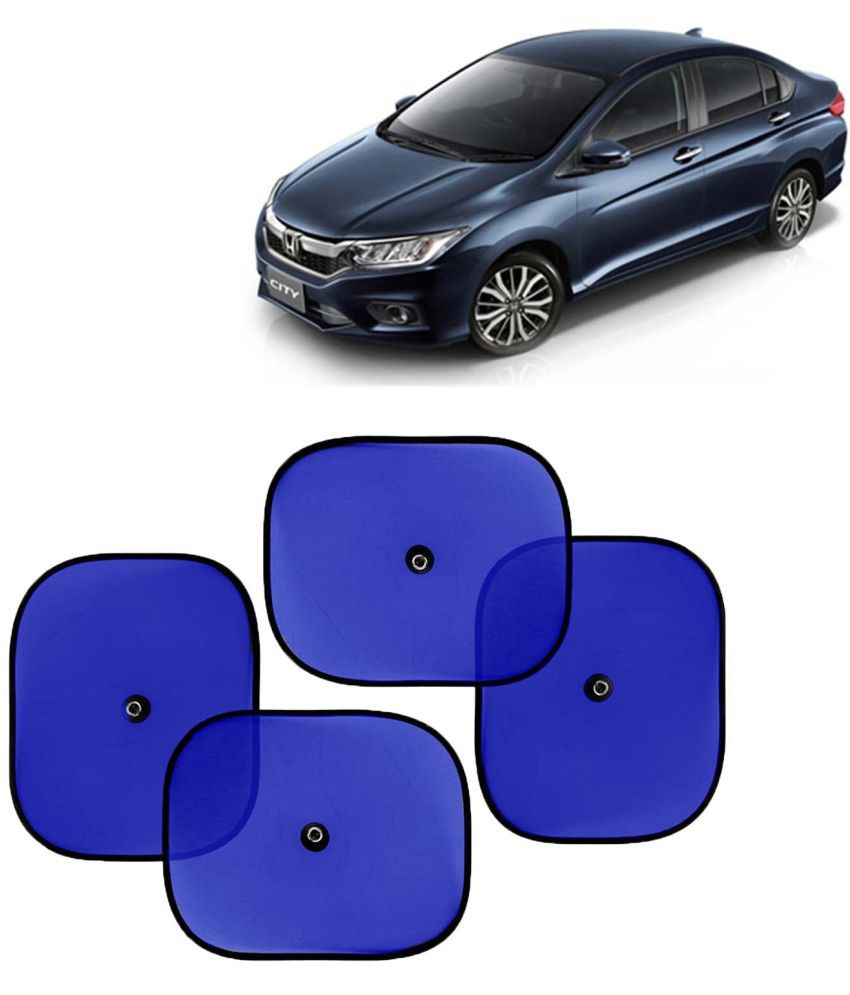     			Kingsway Car Window Curtain Sticky Sun Shades for Honda City, 2017 - 2019 Model, Universal Fit Sunshades for Side Window, Rear Window, Color : Blue, 4 Pieces