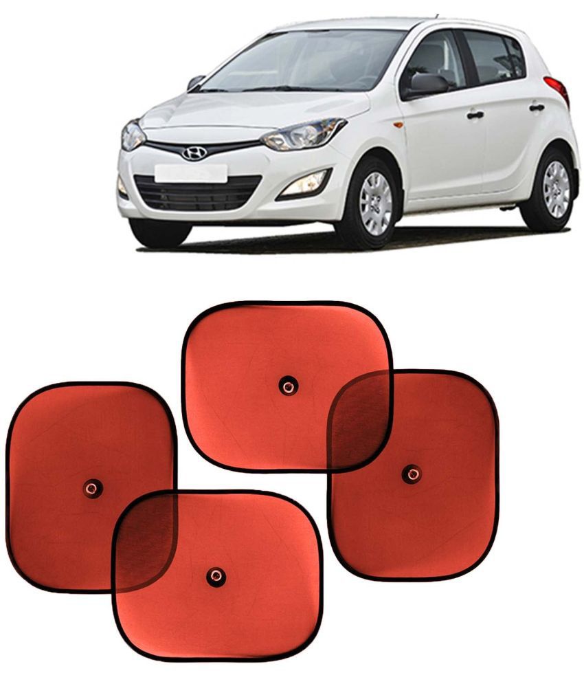     			Kingsway Car Window Curtain Sticky Sun Shades for Hyundai I20, 2011 - 2014 Model, Universal Fit Sunshades for Side Window, Rear Window, Color : Red, 4 Pieces