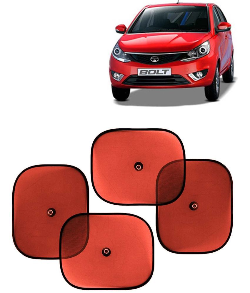     			Kingsway Car Window Curtain Sticky Sun Shades for Tata Bolt, 2014 Onwards Model, Universal Fit Sunshades for Side Window, Rear Window, Color : Red, 4 Pieces