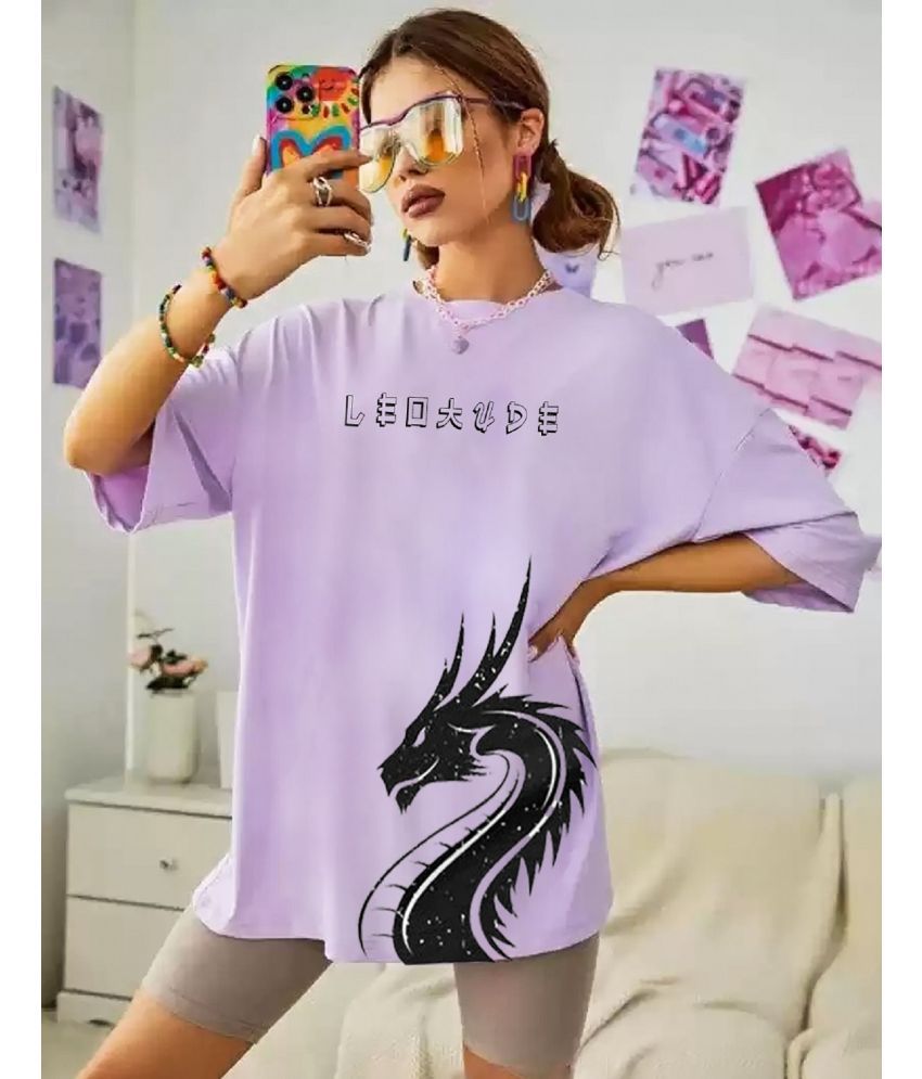     			Leotude - Purple Cotton Blend Oversized Women's T-Shirt ( Pack of 1 )