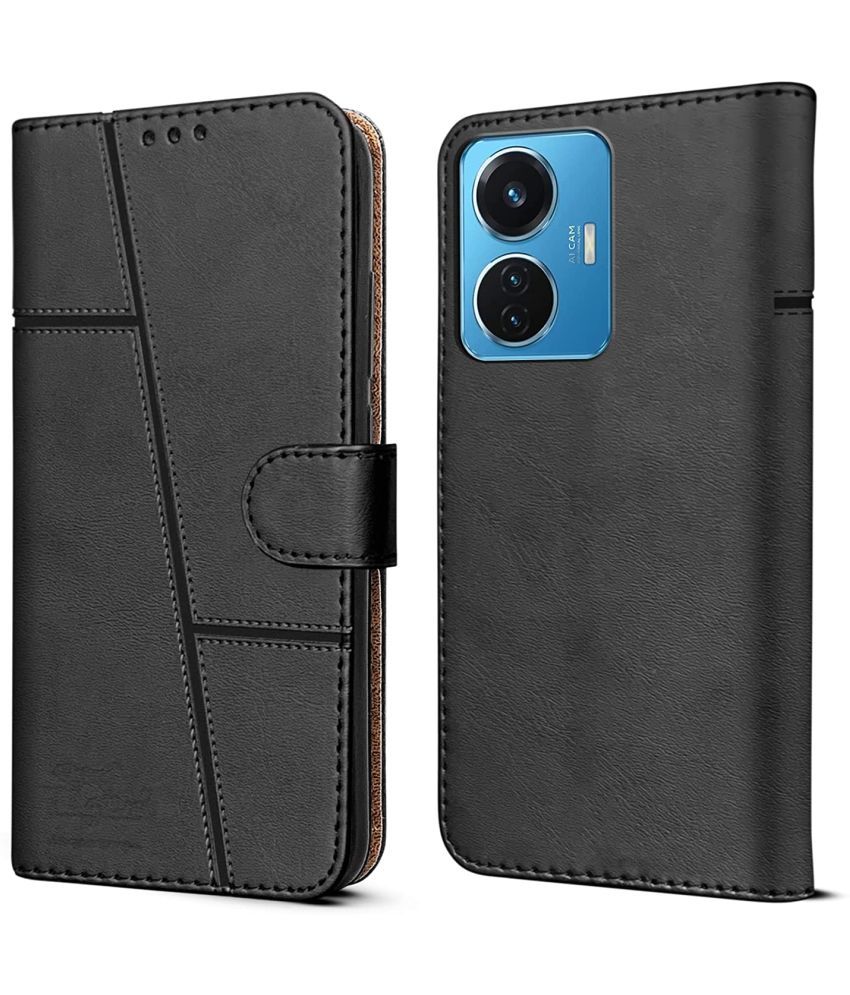     			NBOX - Black Flip Cover Artificial Leather Compatible For Vivo Y55s ( Pack of 1 )