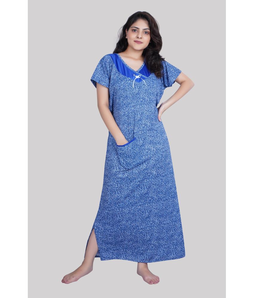     			PURSA - Blue Satin Women's Nightwear Nighty & Night Gowns ( Pack of 1 )
