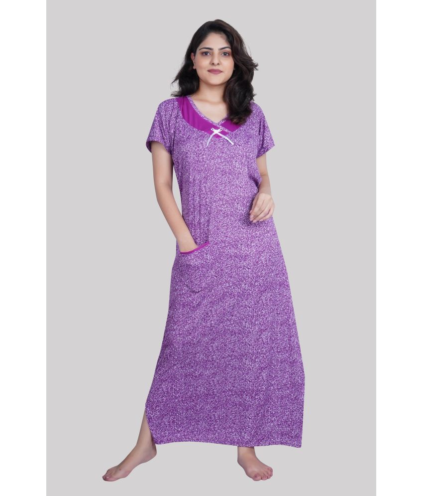     			PURSA - Magenta Satin Women's Nightwear Nighty & Night Gowns ( Pack of 1 )