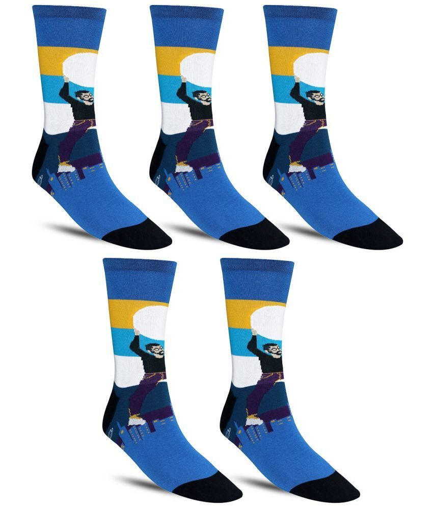     			Dollar - Cotton Men's Colorblock Blue Full Length Socks ( Pack of 5 )