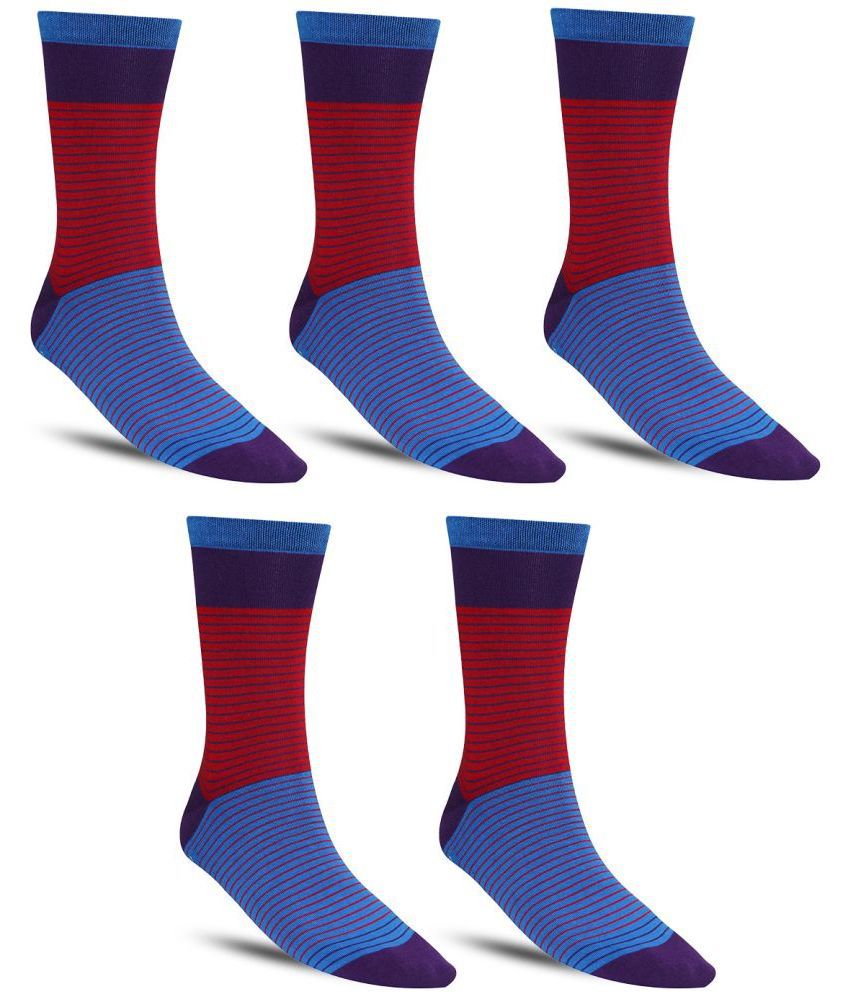     			Dollar - Cotton Men's Striped Blue Full Length Socks ( Pack of 5 )