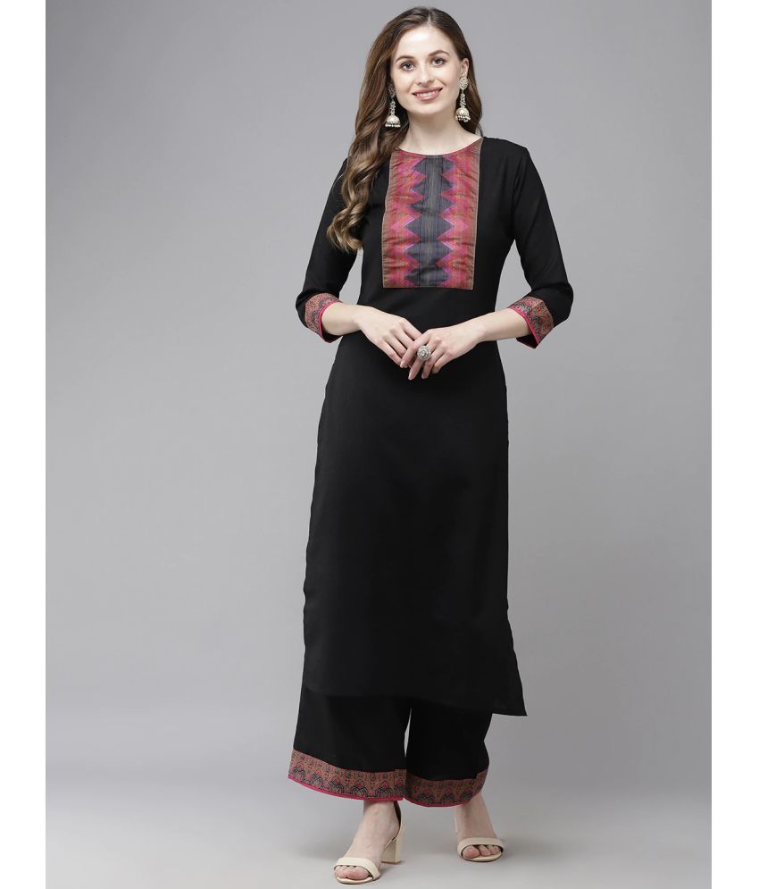     			Estela - Black Straight Cotton Blend Women's Stitched Salwar Suit ( Pack of 1 )