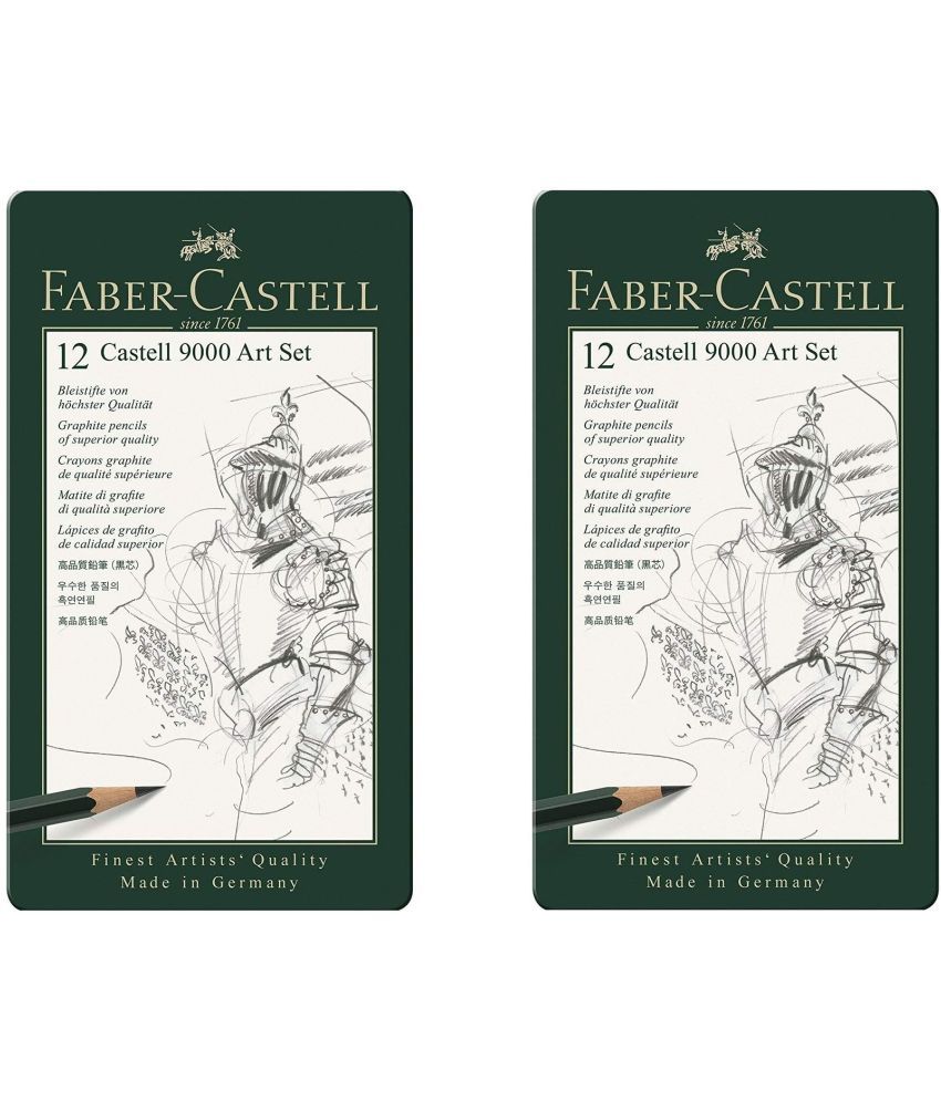Faber Castell 12 Castell 9000 Art - Set of 12 (8B, 7B, 6B, 5B, 4B, 3B, 2B, B, HB, F, H and 2H) - Pack 2
