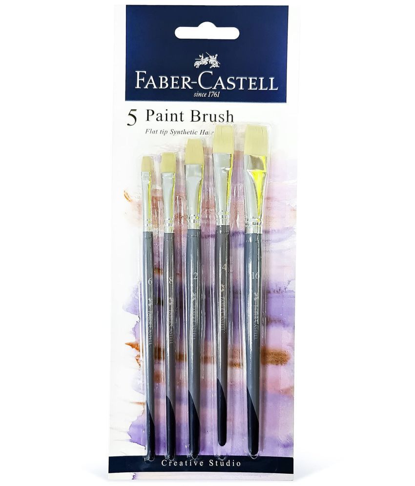     			Faber Castell 281955- Creative Studio Synthetic Flat Brush Set Of 5 (6, 8, 12, 14, 16)