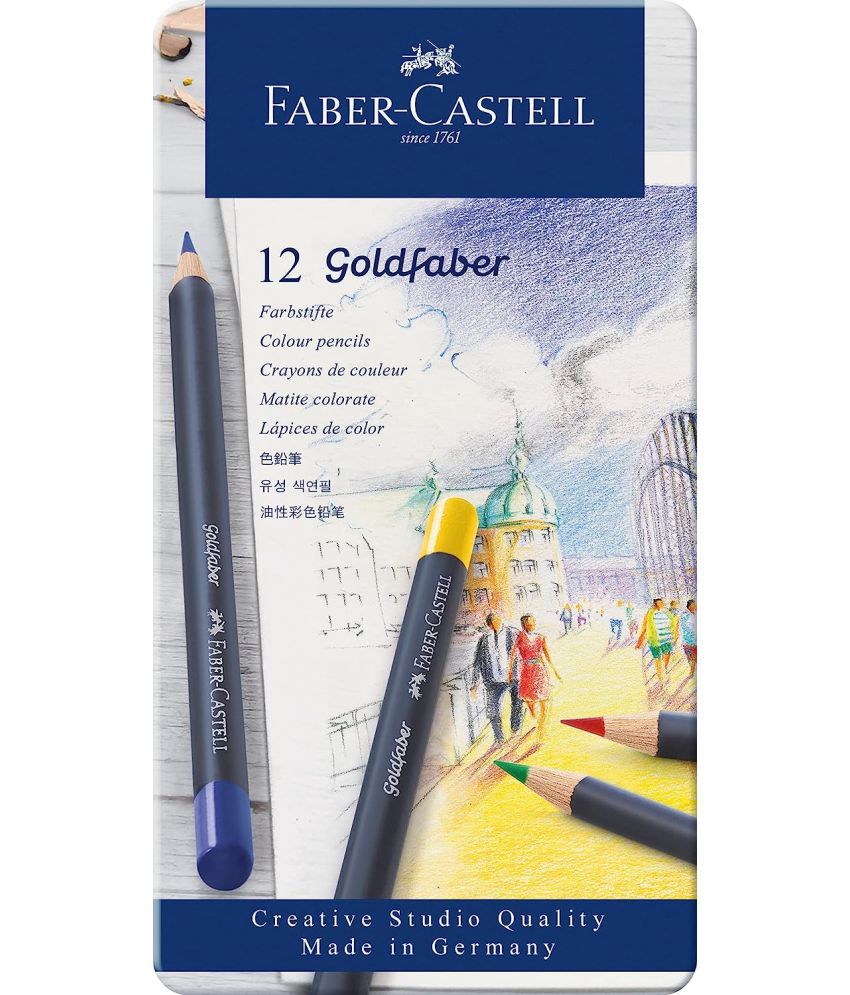     			Faber-Castell Creative Studio Goldfaber Wood Cased Color Pencils - Tin of 12 Colors