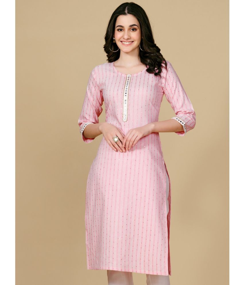     			Glomee - Pink Cotton Blend Women's Straight Kurti ( Pack of 1 )