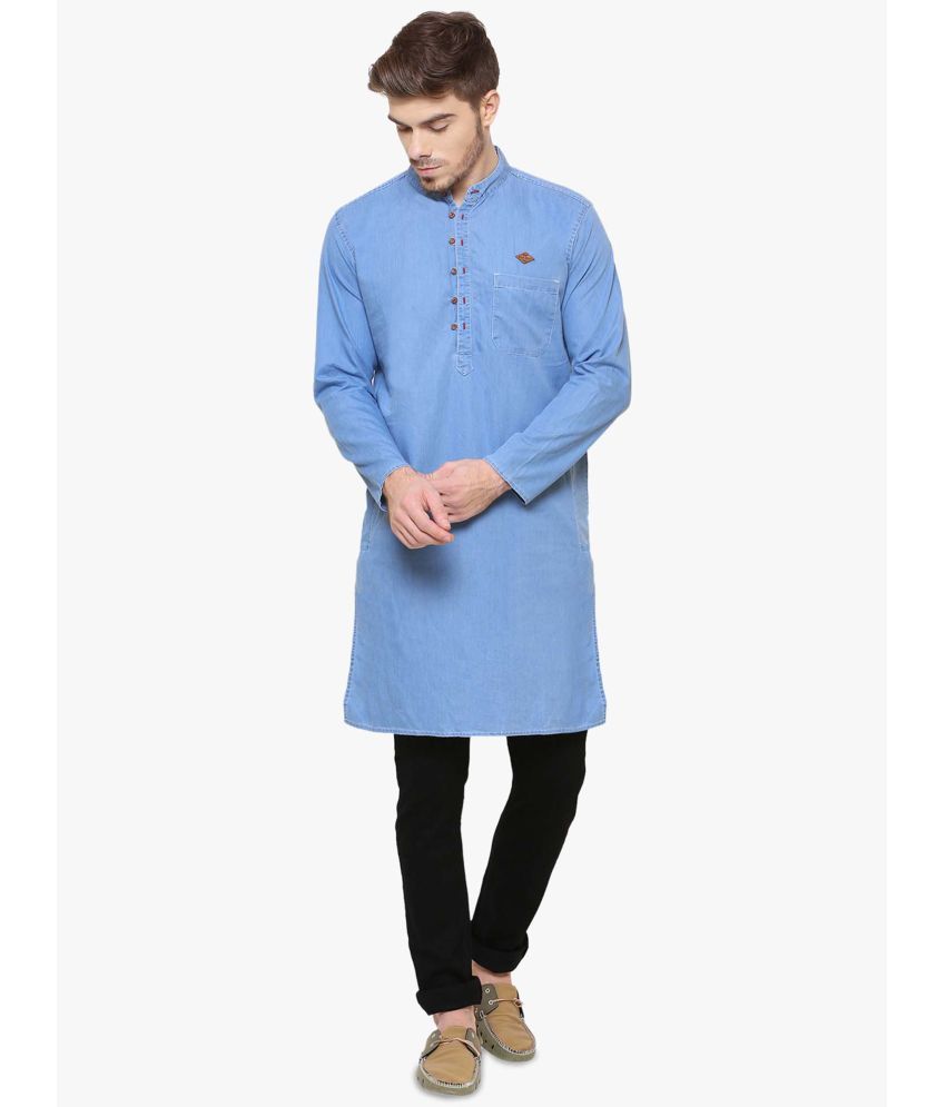     			Kuons Avenue - Light Blue Cotton Men's Regular Kurta ( Pack of 1 )