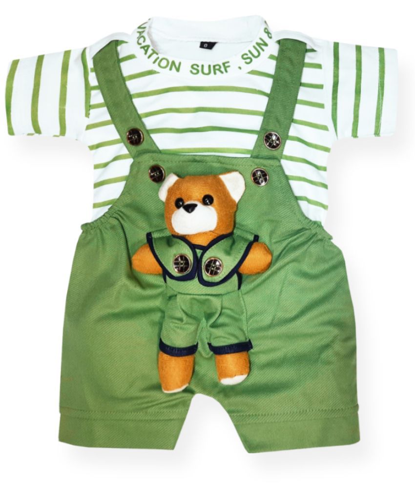     			LITTLE PANDA - Green Polyester Unisex Dungaree Sets ( Pack of 1 )