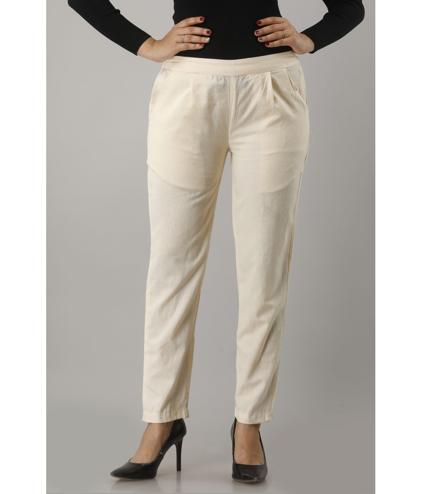     			NeshamaKurti - Off White Cotton Regular Women's Casual Pants ( Pack of 1 )