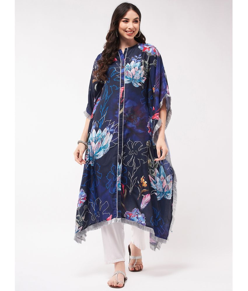     			Pannkh - Navy Blue Polyester Women's Kaftan Kurti ( Pack of 1 )