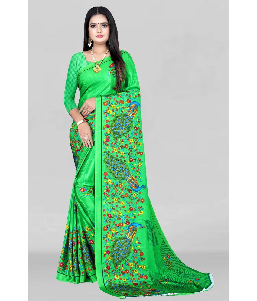     			Vibhagyaa - Green Crepe Saree With Blouse Piece ( Pack of 1 )