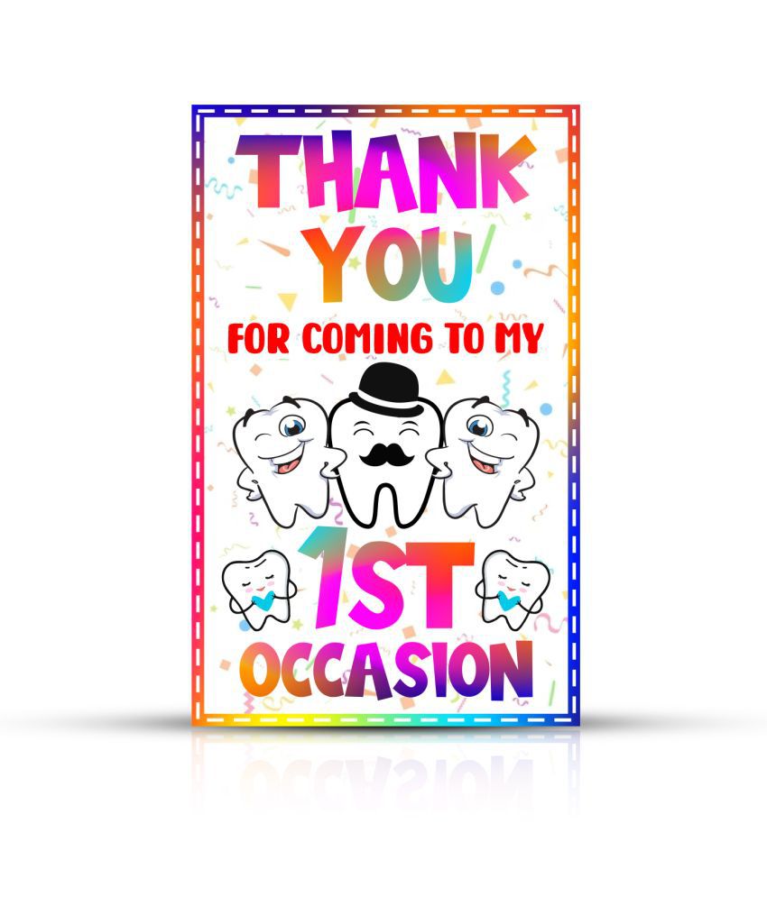     			Zyozi First Tooth Ceremony Thank You Tags, Multi Color Tooth Theme Thank You Label Tags for Thanks Giving Favor (Pack of 40)