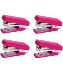 Kangaro Desk Essentials MINI-10 All Metal Half Strip, Fuchsia Pink, Set of 4 Stapler