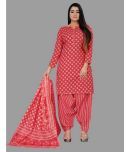 shree jeenmata collection - Red Straight Cotton Women's Stitched Salwar Suit ( Pack of 1 )