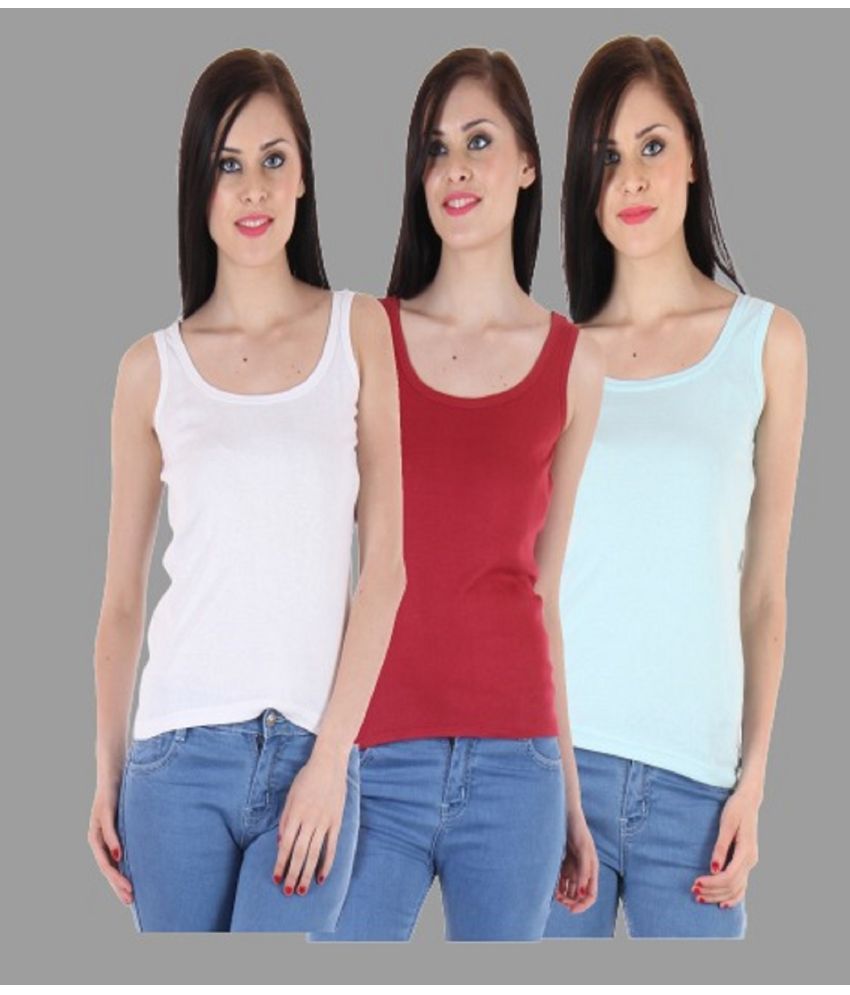     			Desiprime Cotton Camisoles - Multi Color Pack of 3
