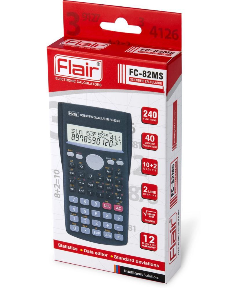    			Flair FC-82MS Scientific Calculator with Dual Power 12 Digit Bklue Color Plastic Body