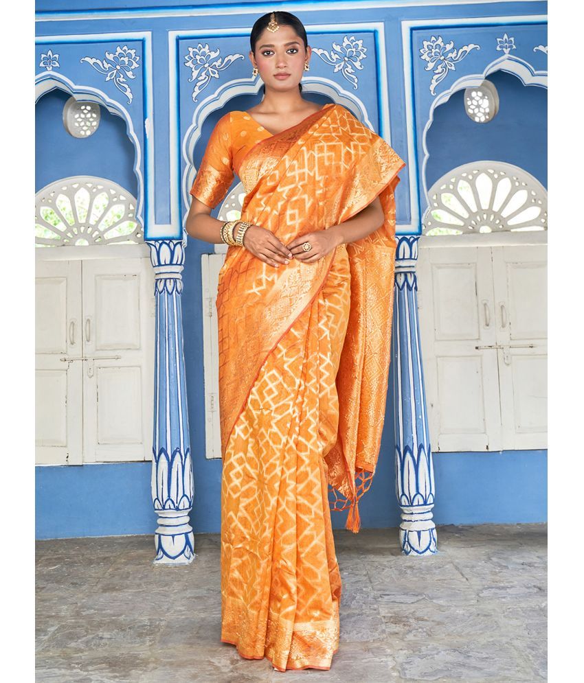     			Janasya - Yellow Chanderi Saree With Blouse Piece ( Pack of 1 )