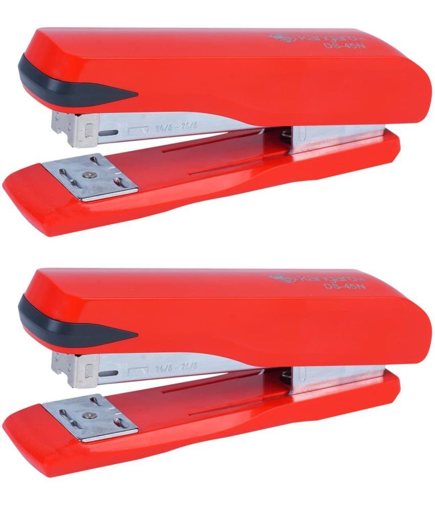     			Kangaro Desk Essentials DS-45N All Metal Half Strip, Red, Set of 2 Stapler