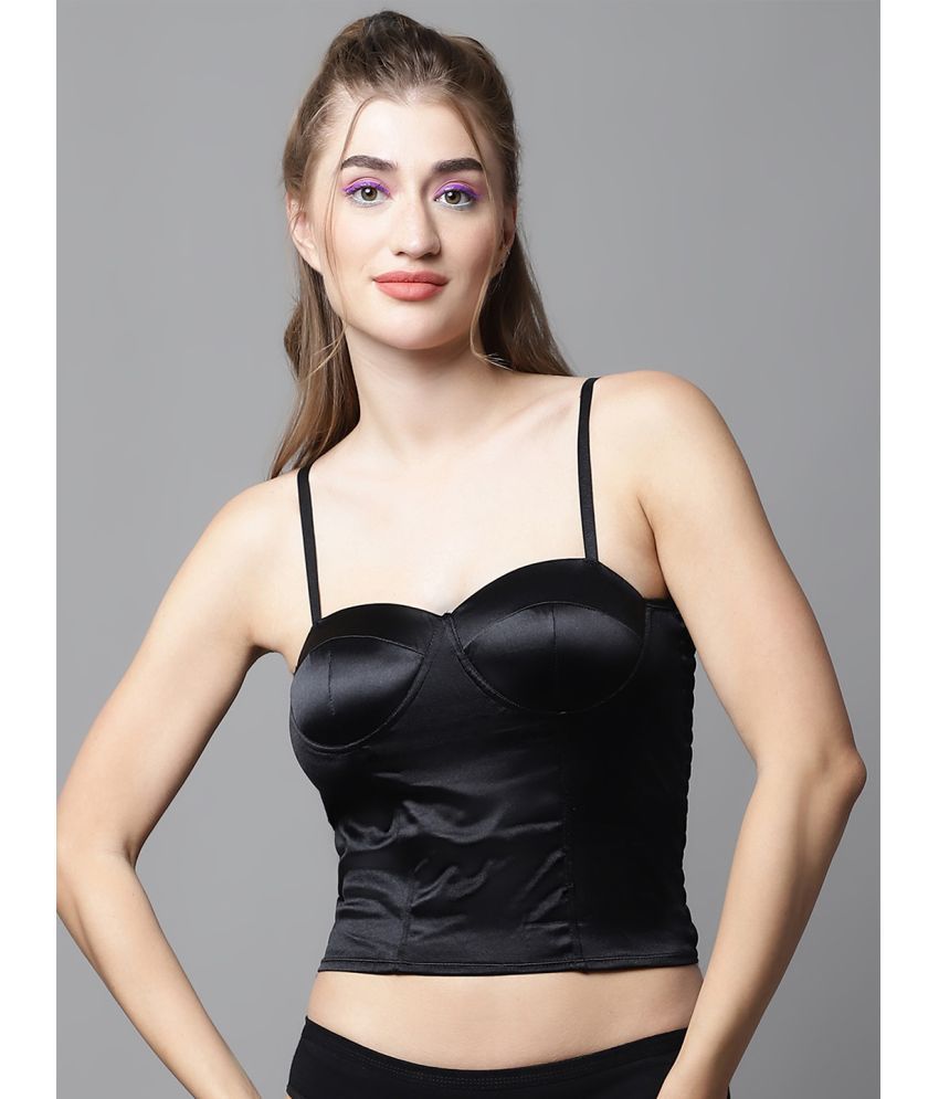     			PrettyCat - Black Satin Lightly Padded Women's Balconette Bra ( Pack of 1 )