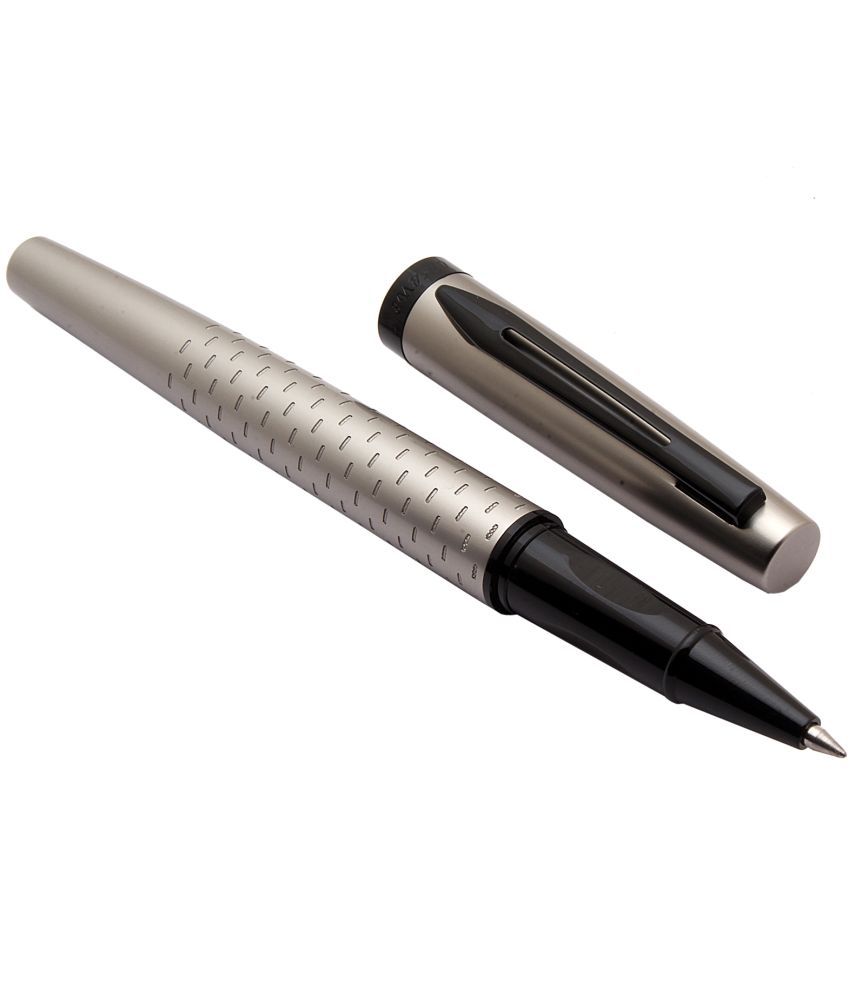     			Srpc Dikawen 8076 Imperial Gray Metal Body Rollerball Pen Black Trims & Blue Refill