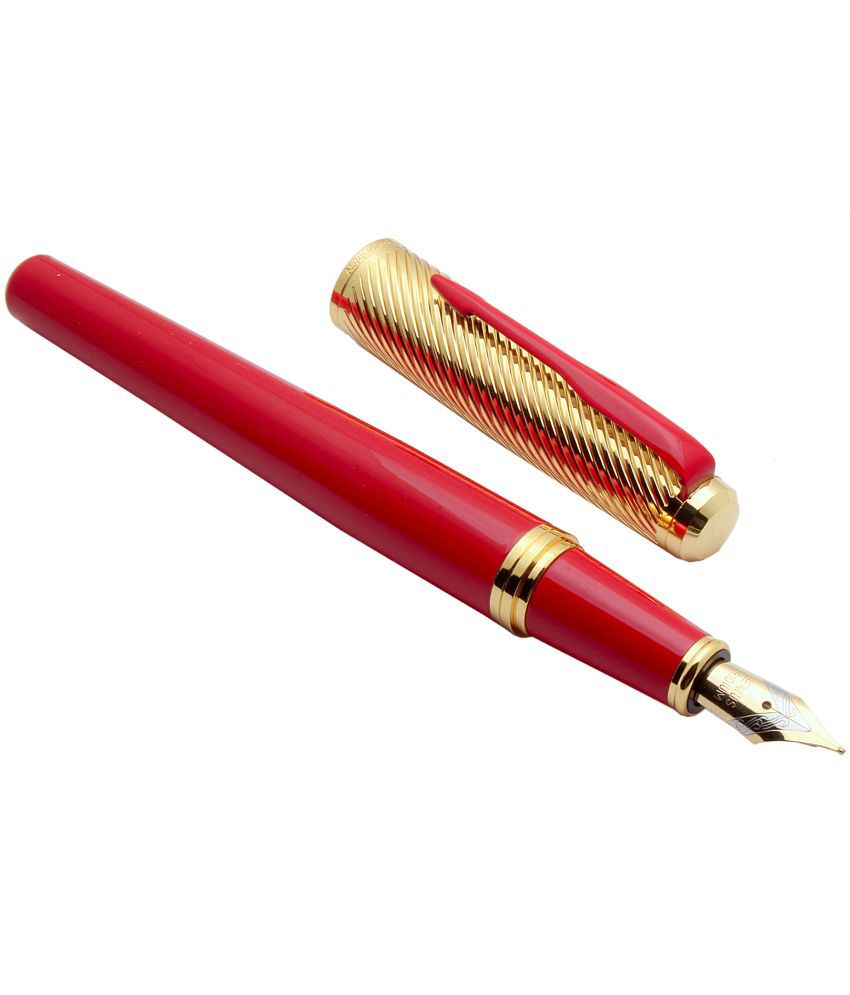     			Srpc Dikawen 8077 Golden & Red Metal Body Fountain Pen Arrow Clip