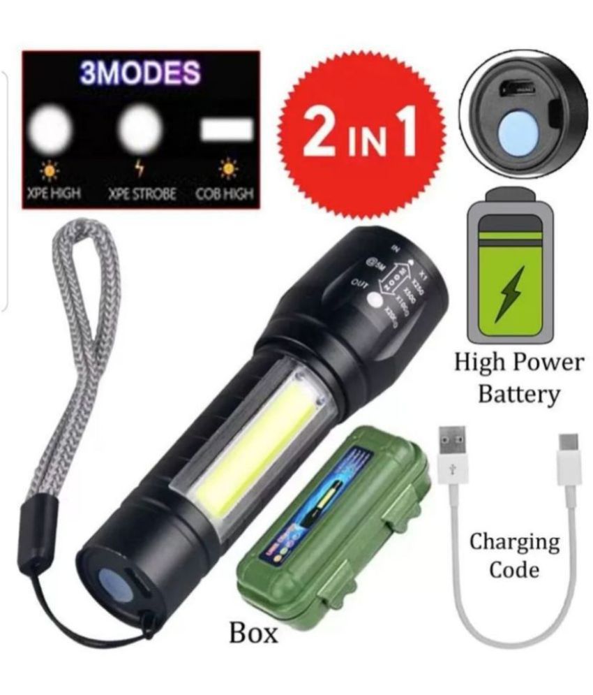     			Stallion 500 Meter 4 Mode rechargeable battery zoomable Waterproof Torchlight LED Full Metal Body 10W Flashlight Torch 30 mins Run time