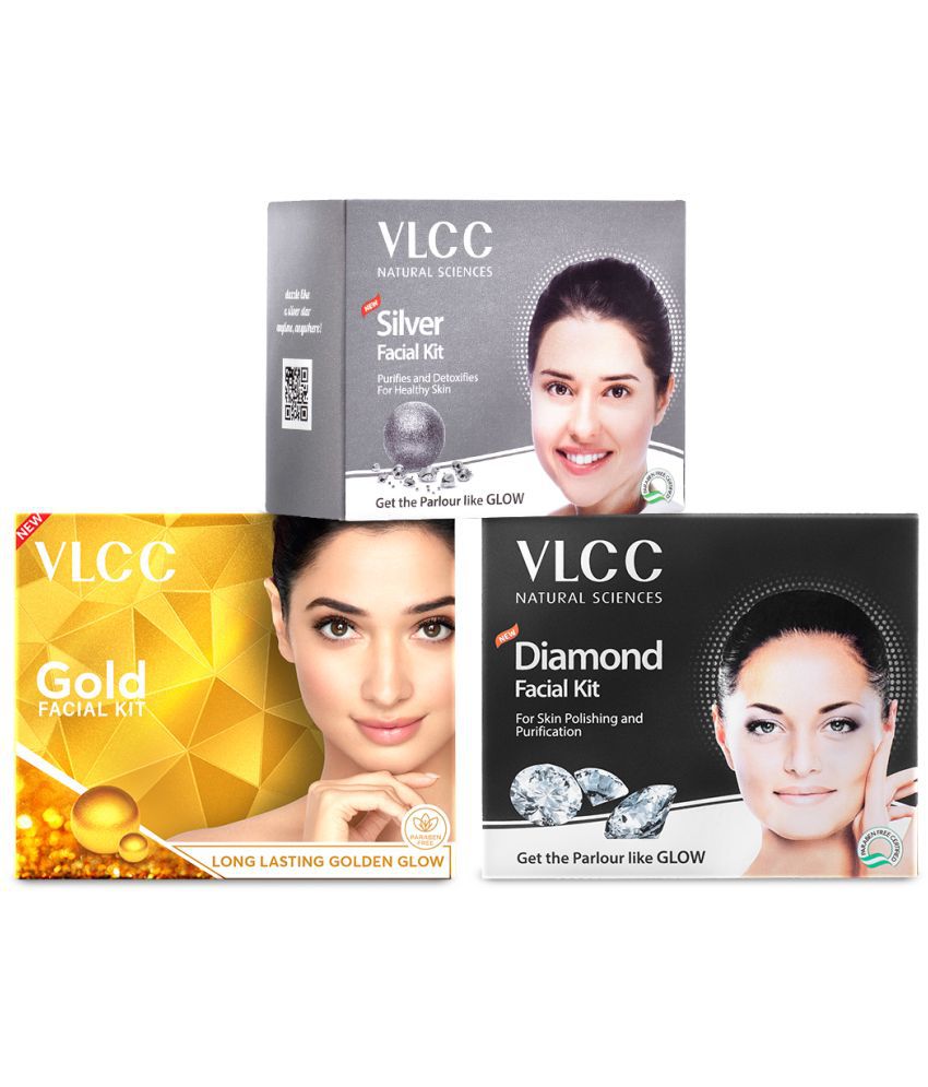     			VLCC Gold & Diamond & Silver Premium Facial Kit, 60 g (Pack of 3)