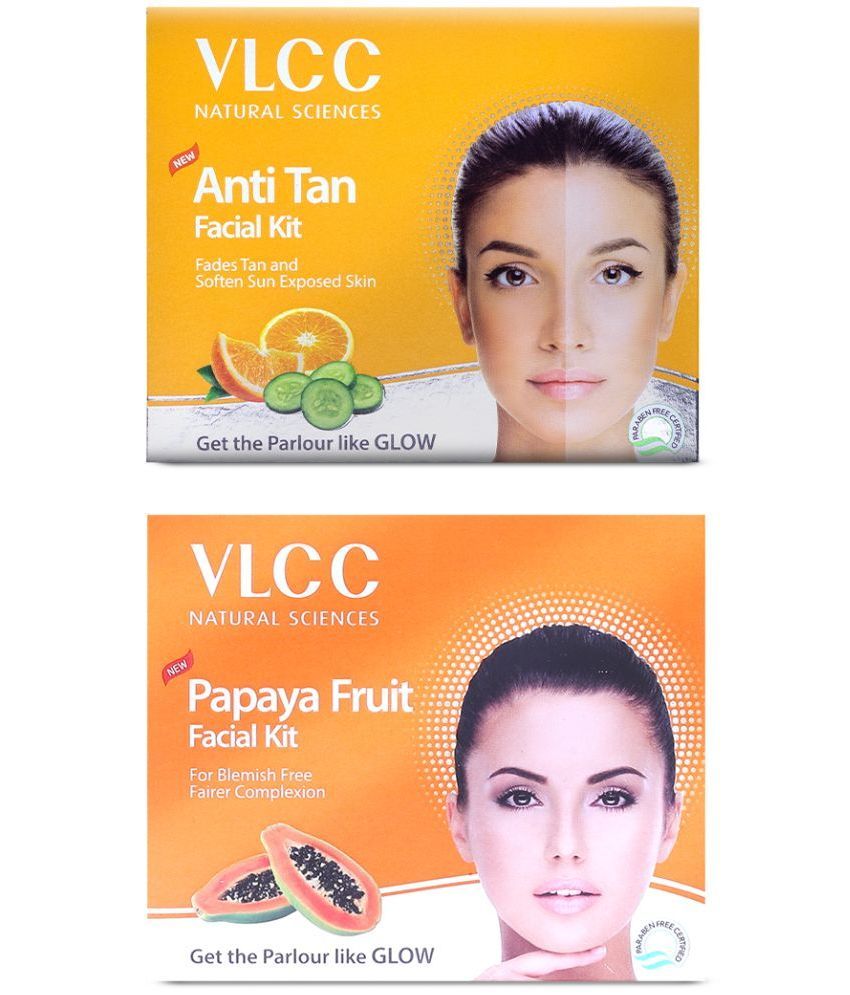     			Vlcc Anti Tan Facial Kit & Papaya Facial Kit Tube ,60G(Pack Of 2)