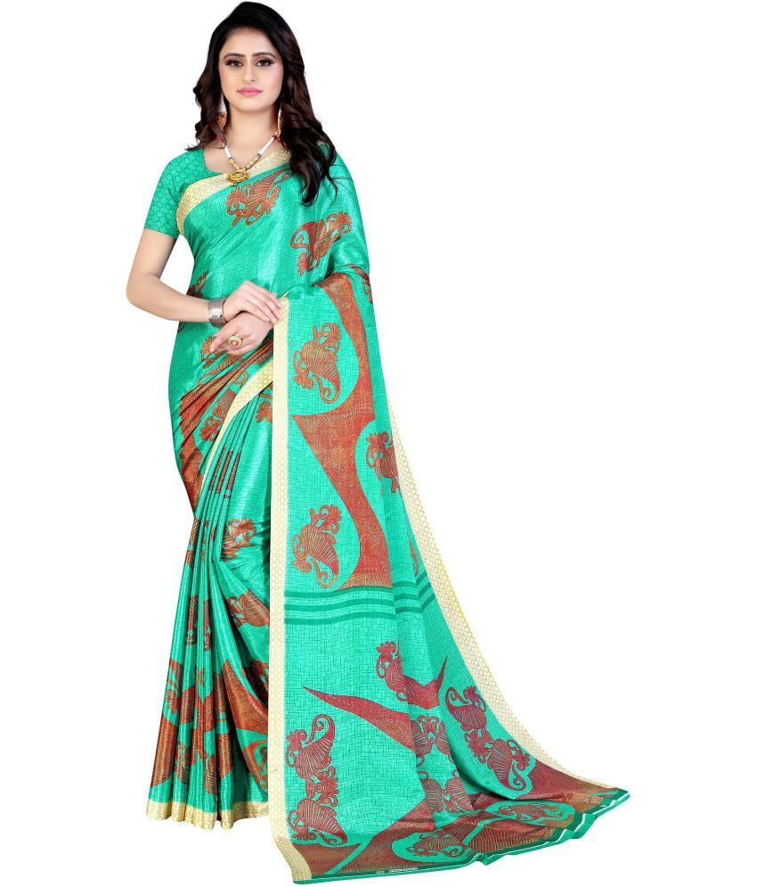     			Vibhagyaa - Green Crepe Saree With Blouse Piece ( Pack of 1 )