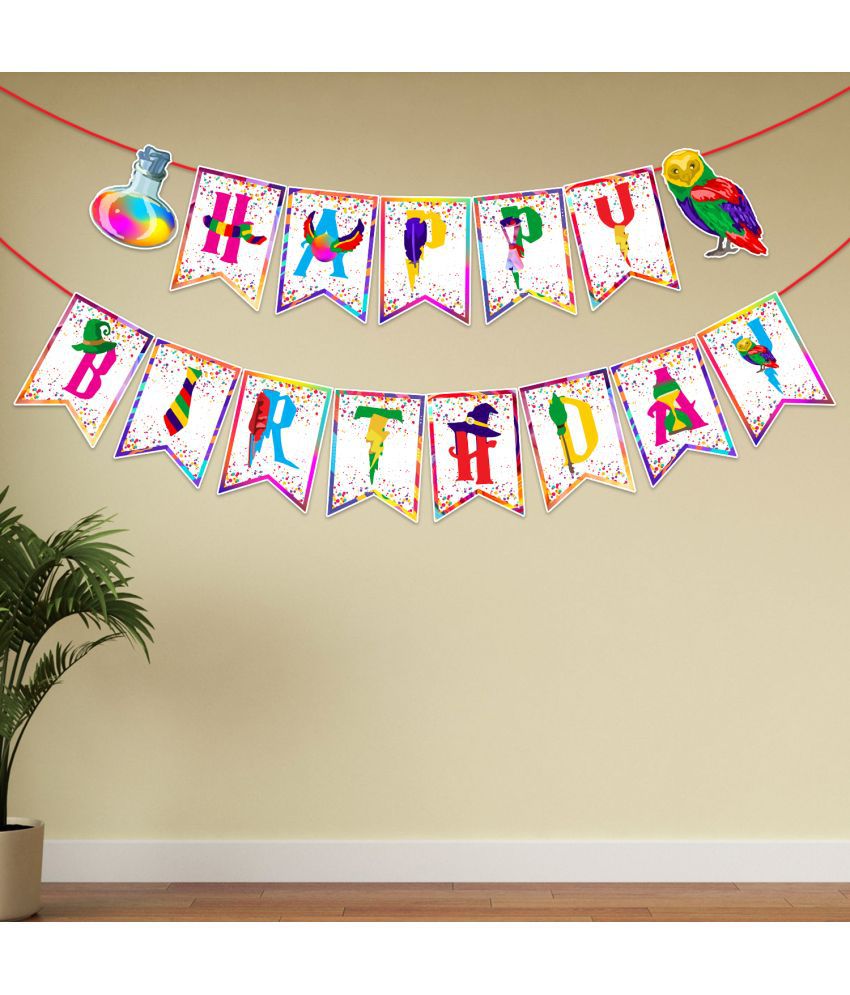     			Zyozi 1 Pcs Magical Wizard Happy Birthday Multicolor Banner | Bunting Hanging for Boys Party Decoration | Kids Magical Multicolor Themed Party Supplies