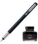 Parker Vector Standard CT Fountain Pen - Black + Quink Ink Bottle - Black (30ML)