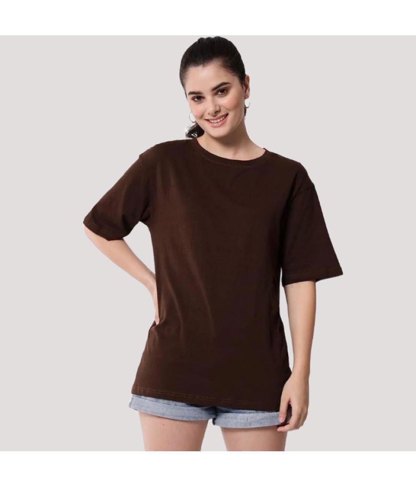     			AKTIF - Brown Cotton Loose Fit Women's T-Shirt ( Pack of 1 )