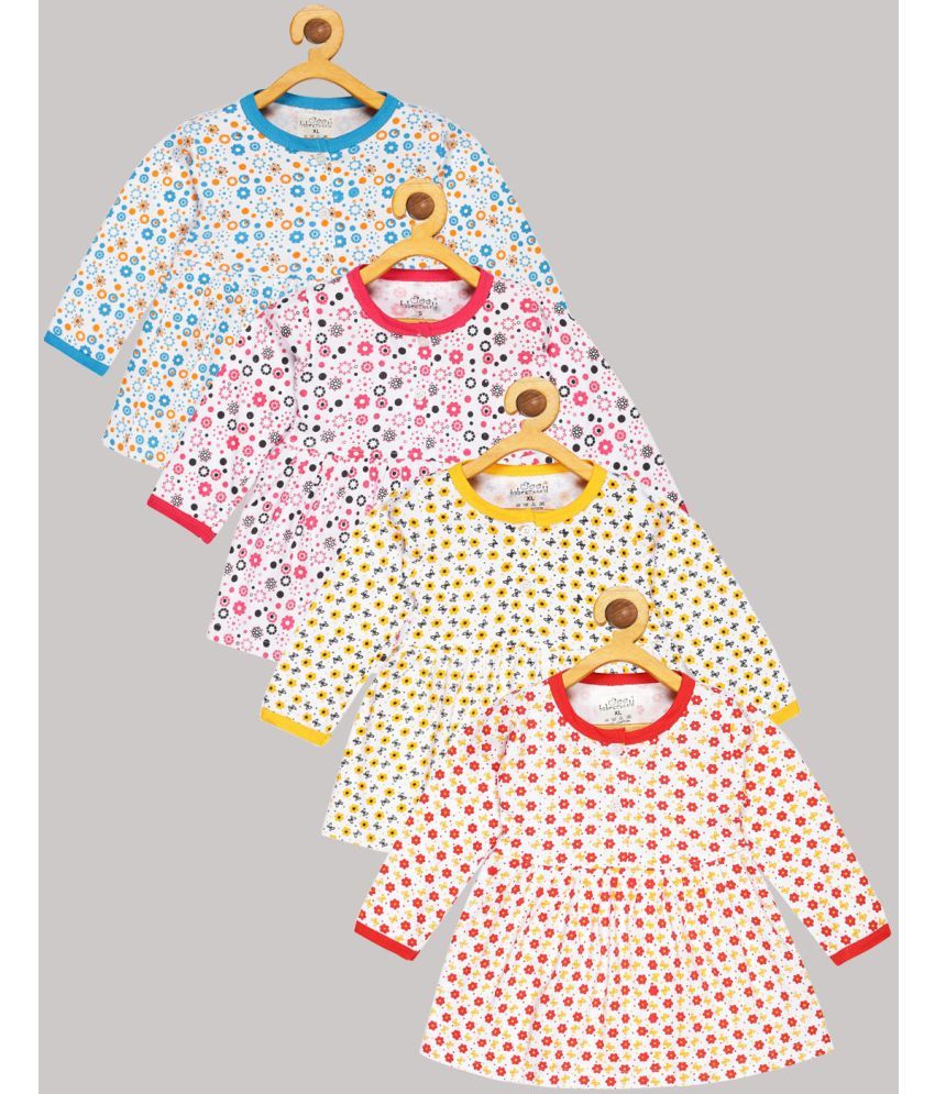     			Babeezworld Pack of 4 Baby Girls Cotton Dress ( Multi )