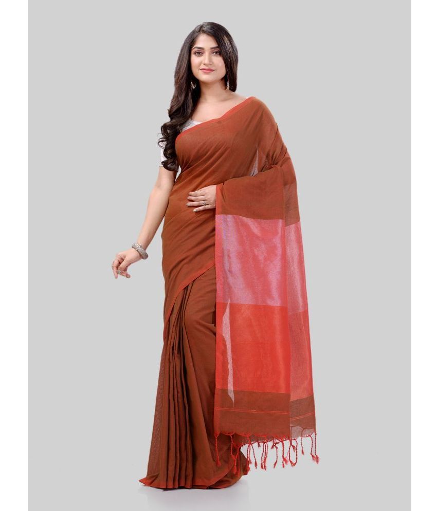     			Desh Bidesh - Maroon Cotton Blend Saree Without Blouse Piece ( Pack of 1 )