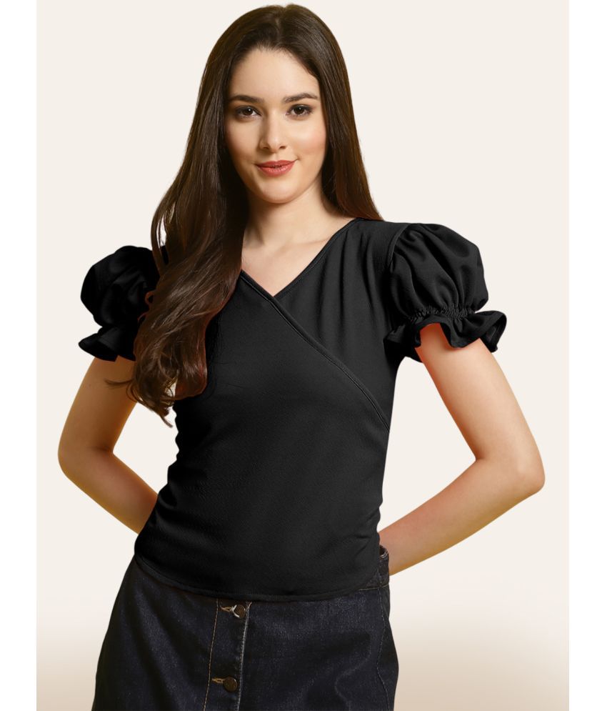     			Fabflee - Black Polyester Women's Wrap Top ( Pack of 1 )