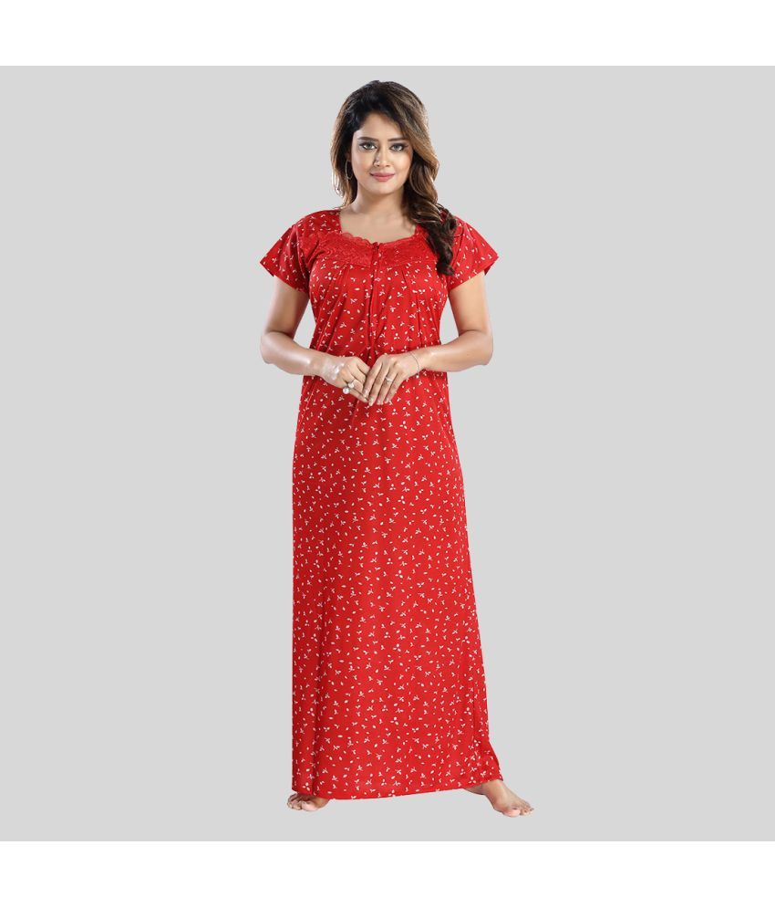     			Gutthi - Red Satin Women's Nightwear Nighty & Night Gowns ( Pack of 1 )