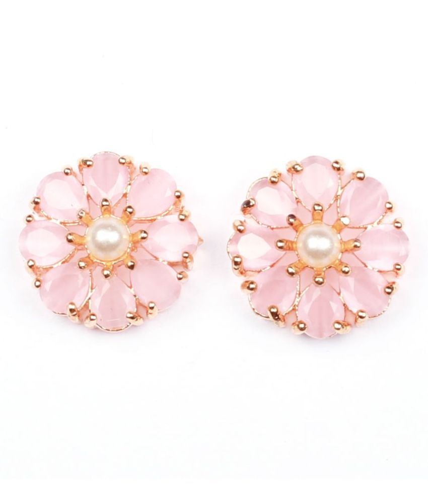     			Jewels Corner - Pink Stud Earrings ( Pack of 1 )