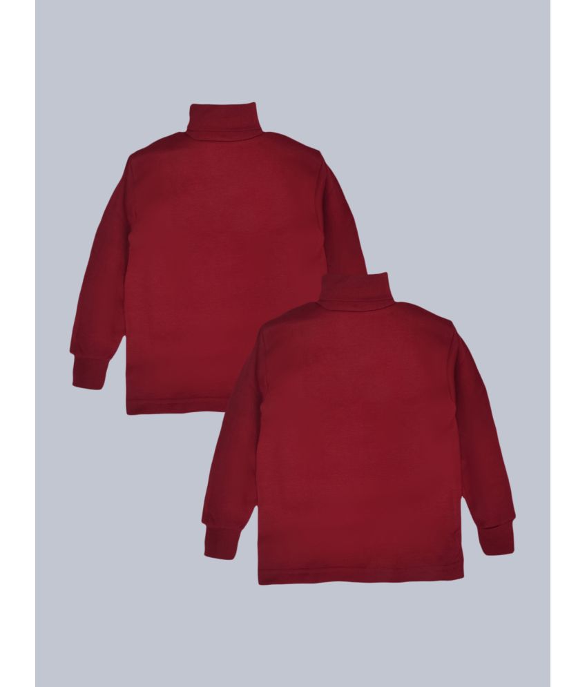     			Lux Cottswool Kid's Maroon Solid Cotton Hi-Neck Thermal Top - Pack of 2